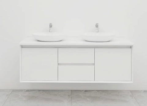 BV08WH Extra Deep (520mm) Matt White Fingerpull Wall Hung Vanity - 900 / 1200 / 1500mm