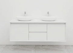 BV08WH Extra Deep (520mm) Matt White Fingerpull Wall Hung Vanity - 900 / 1200 / 1500mm