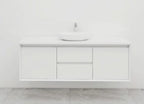 BV08WH Extra Deep (520mm) Matt White Fingerpull Wall Hung Vanity - 900 / 1200 / 1500mm