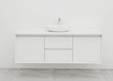 BV08WH Extra Deep (520mm) Matt White Fingerpull Wall Hung Vanity - 900 / 1200 / 1500mm