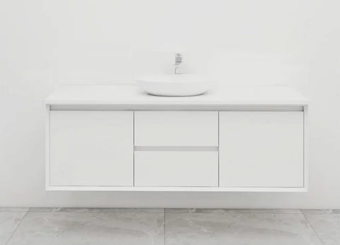 BV08WH Extra Deep (520mm) Matt White Fingerpull Wall Hung Vanity - 900 / 1200 / 1500mm