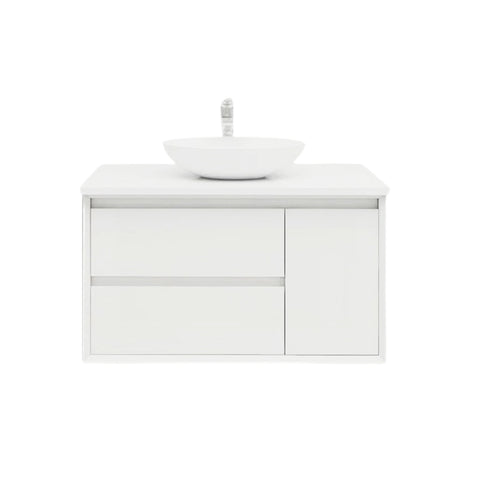 BV08WH Extra Deep (520mm) Matt White Fingerpull Wall Hung Vanity - 900 / 1200 / 1500mm