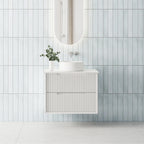 BV09WH Fluted Matte White Wall Hung Vanity - 750 / 900 / 1200 / 1500 (Single Bowl)/ 1500 (Double Bowls)