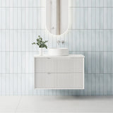 BV09WH Fluted Matte White Wall Hung Vanity - 600 /750 / 900 / 1200 / 1500 (Single Bowl)/ 1500 (Double Bowls) / 1800mm