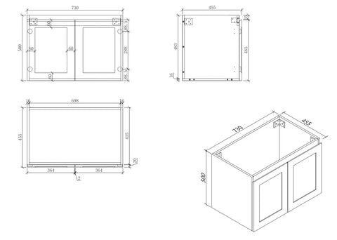 BV13WH Matt White Fingerpull Wall Hung Vanity - 750 / 900 / 1200 / 1500mm