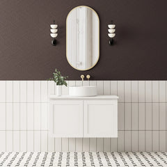 BV13WH Matt White Fingerpull Wall Hung Vanity - 750 / 900 / 1200 / 1500mm