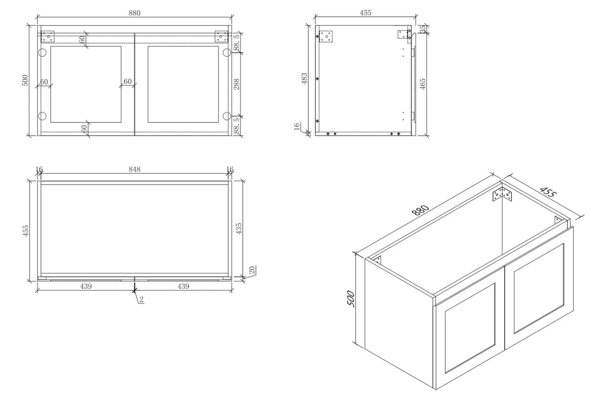 BV13WH Matt White Fingerpull Wall Hung Vanity - 750 / 900 / 1200 / 1500mm