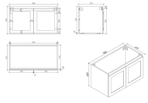 BV13WH Matt White Fingerpull Wall Hung Vanity - 750 / 900 / 1200 / 1500mm