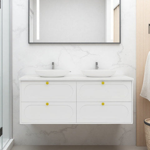 BV18WH (520mm Depth) Matt White Shaker Wall Hung Vanity - 1500mm