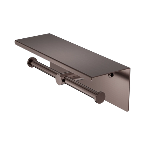 Double Toilet Roll Holder with Shelf - Various Colours
