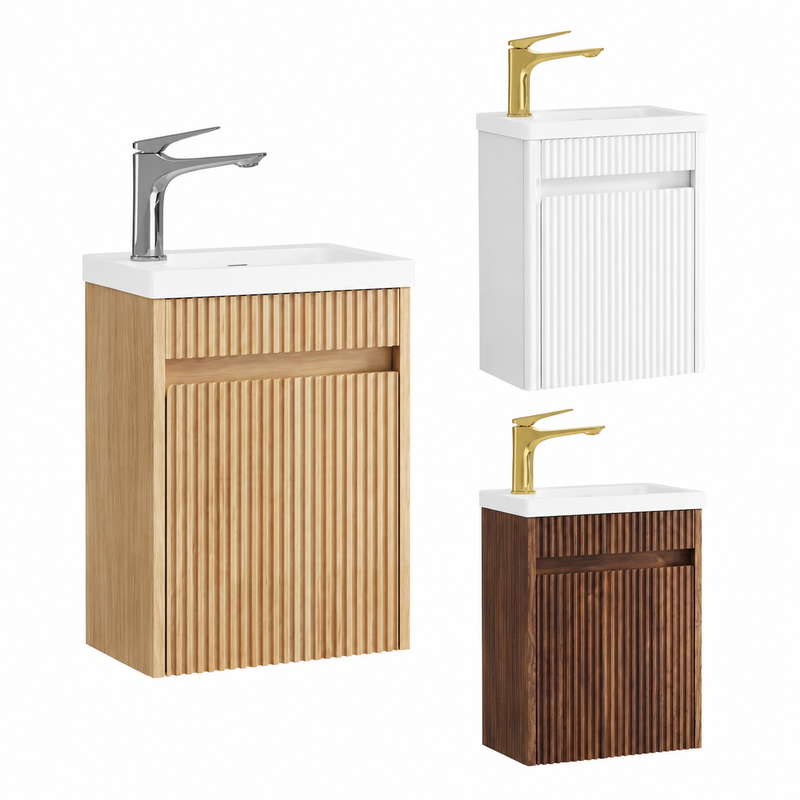 BV36WH Compact Fluted Wall Hung Ensuite Vanity 410x260mm - Various Colours