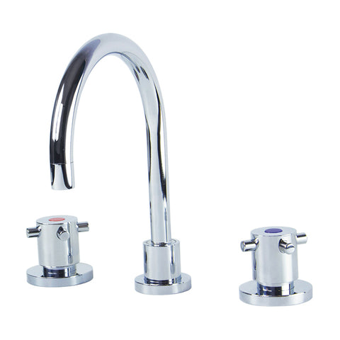 Gentec CAPLF0005 Lead Free DZR Brass Hob Mounted Capstan Sink Set w/ Gooseneck Swivel Spout