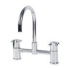 Gentec CAPLF0015 Lead Free DZR Brass Hob Mounted Capstan Exposed Mixing Set w/ Gooseneck Swivel Spout