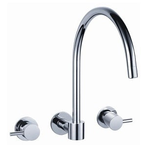Quarter Turn Wall Laundry/Kitchen/Bath Tap Set with Swivel Spout - Chrome