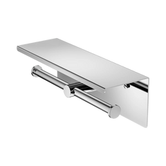 Double Toilet Roll Holder with Shelf - Various Colours