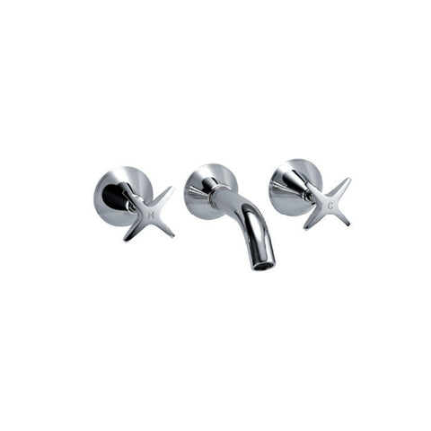 Cross Handle Fixed Bath Tap Set - Chrome