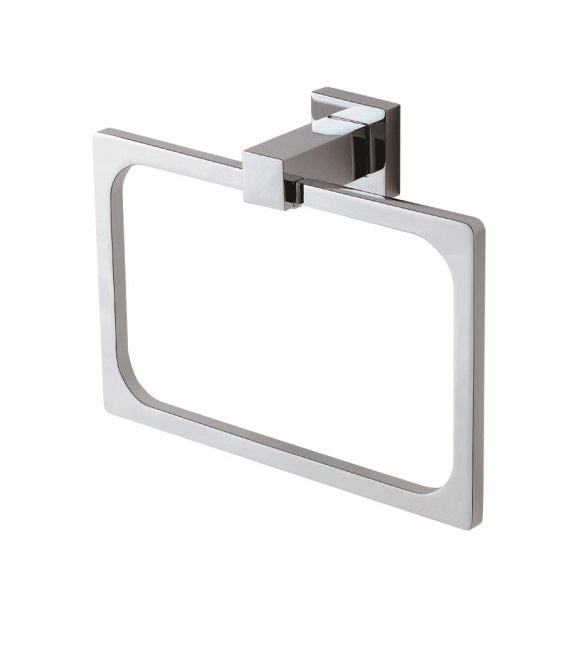 Square Swivel Hand Towel Ring - Chrome / Black