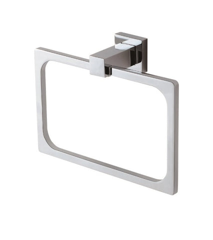 Square Swivel Hand Towel Ring - Chrome / Black