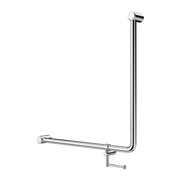 Mecca Care 90 Degree 750x750mm Grab Rail with toilet roll holder - Various Colours