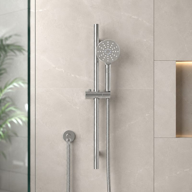 Round Shower Rail with 3 Spray Settings Handheld Shower Set