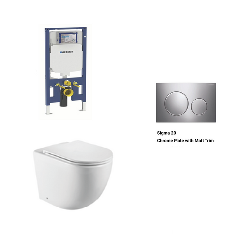 Geberit In Wall Package - Tornado Rimless Wall Hung Pan, Inwall Cistern and Button