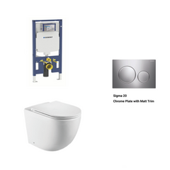 Geberit In Wall Package - Tornado Rimless Wall Hung Pan, Inwall Cistern and Button