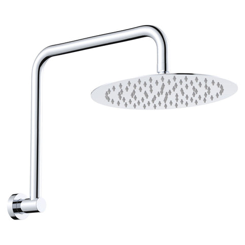 Round Wall Gooseneck Swivel Arm with Overhead Shower Head 250mm- Various Colours