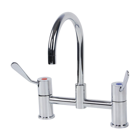Gentec CLLF10015 Lead Free DZR Brass Hob Mounted 100mm Lever Exposed Mixing Set