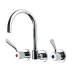 Gentec CLLF10035 Lead Free DZR Brass Wall Mounted 100mm Lever Recess Mixing Set w/ Gooseneck Swivel Spout