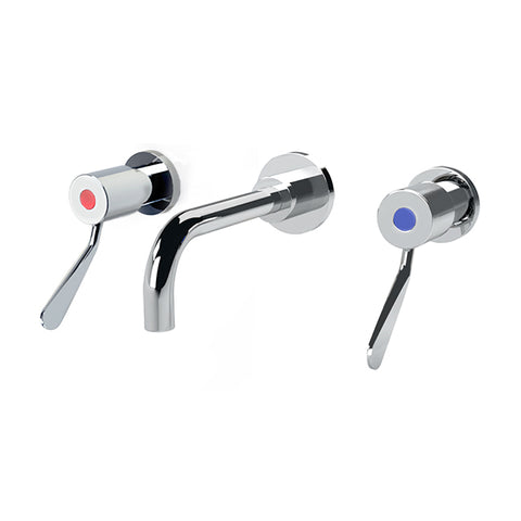 Gentec CLLF10040 Lead Free DZR Brass In-Wall 100mm Lever Recess Mixing Set w/ Fixed Parallel Spout