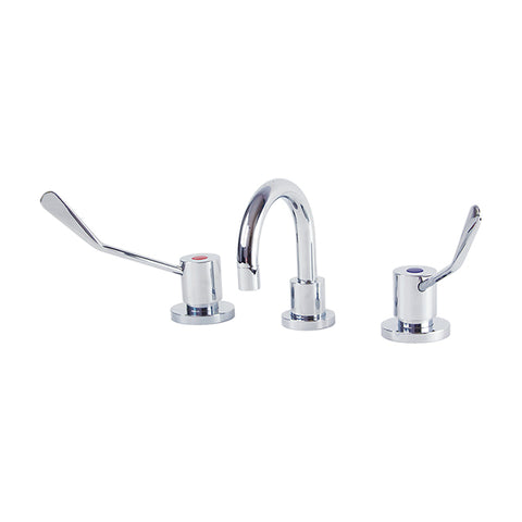 Gentec CLLF15001 Lead Free DZR Brass Hob Mounted 150mm Lever Basin Set w/ Curved Fixed Spout