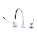 Gentec CLLF15005 Lead Free DZR Brass Hob Mounted 150mm Lever Sink Set w/ Gooseneck Swivel Spout