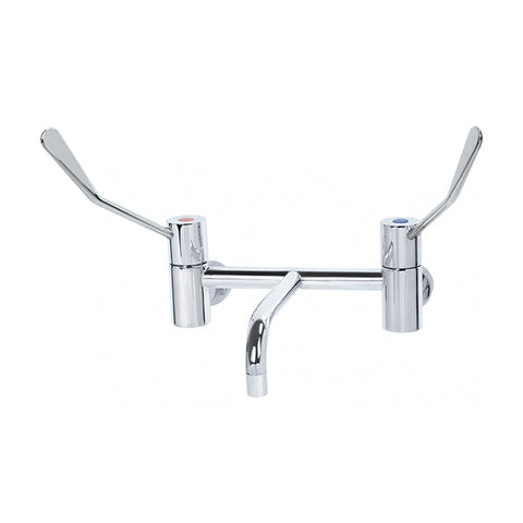 Gentec CLLF15012 Lead Free DZR Brass Wall Mounted 150mm Lever Exposed Mixing Set w/ Fixed Parallel Spout