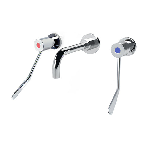 Gentec CLLF15040 Lead Free DZR Brass In-Wall 150mm Lever Recess Mixing Set w/ Fixed Parallel Spout