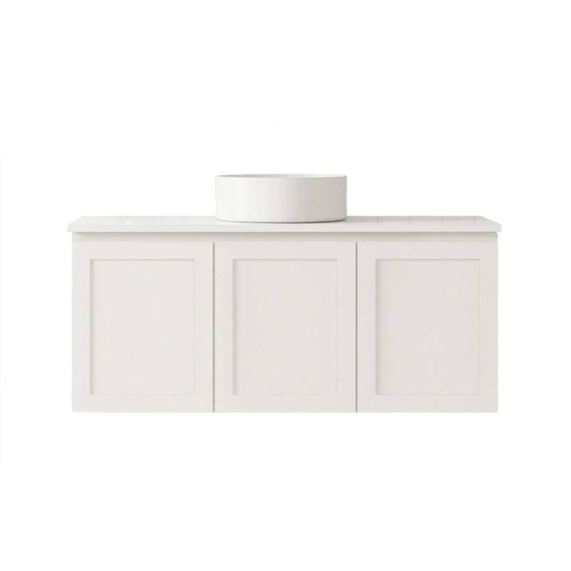 BV13WH Matt White Fingerpull Wall Hung Vanity - 750 / 900 / 1200 / 1500mm