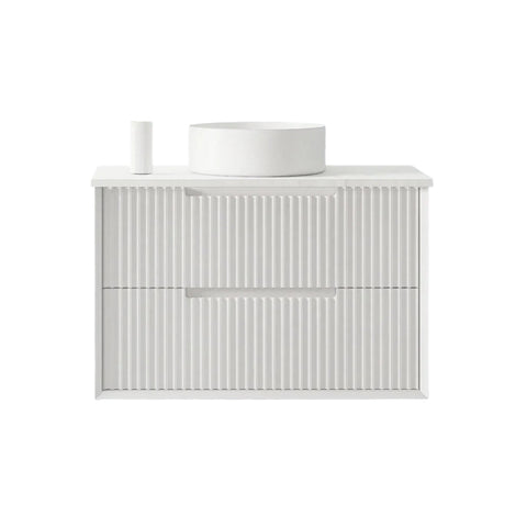 BV09WH Fluted Matte White Wall Hung Vanity - 750 / 900 / 1200 / 1500 (Single Bowl)/ 1500 (Double Bowls)