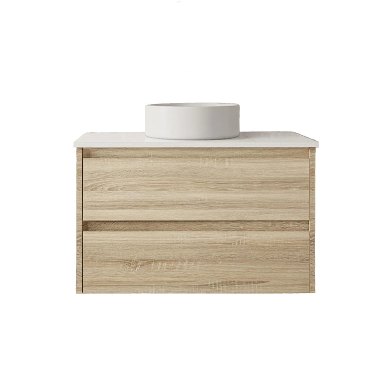 BV04WH Natural Oak Fingerpull Wall Hung Vanity - 600 / 750 / 900 / 1200 / 1500mm