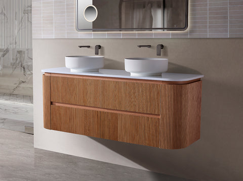 BV86 Wood Texture Wall Hung Fluted Plywood Vanity - 900/1200/1500mm