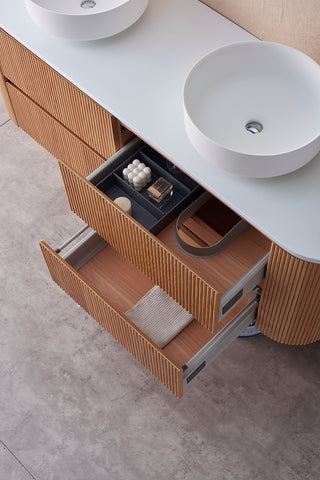 BV86 Wood Texture Wall Hung Fluted Plywood Vanity - 900/1200/1500mm