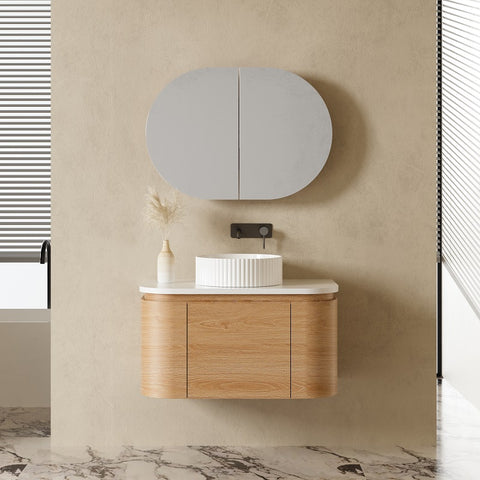 BV50WH (500mm Depth) Wooden Curved Wall Hung Vanity- 900 / 1200 / 1500mm