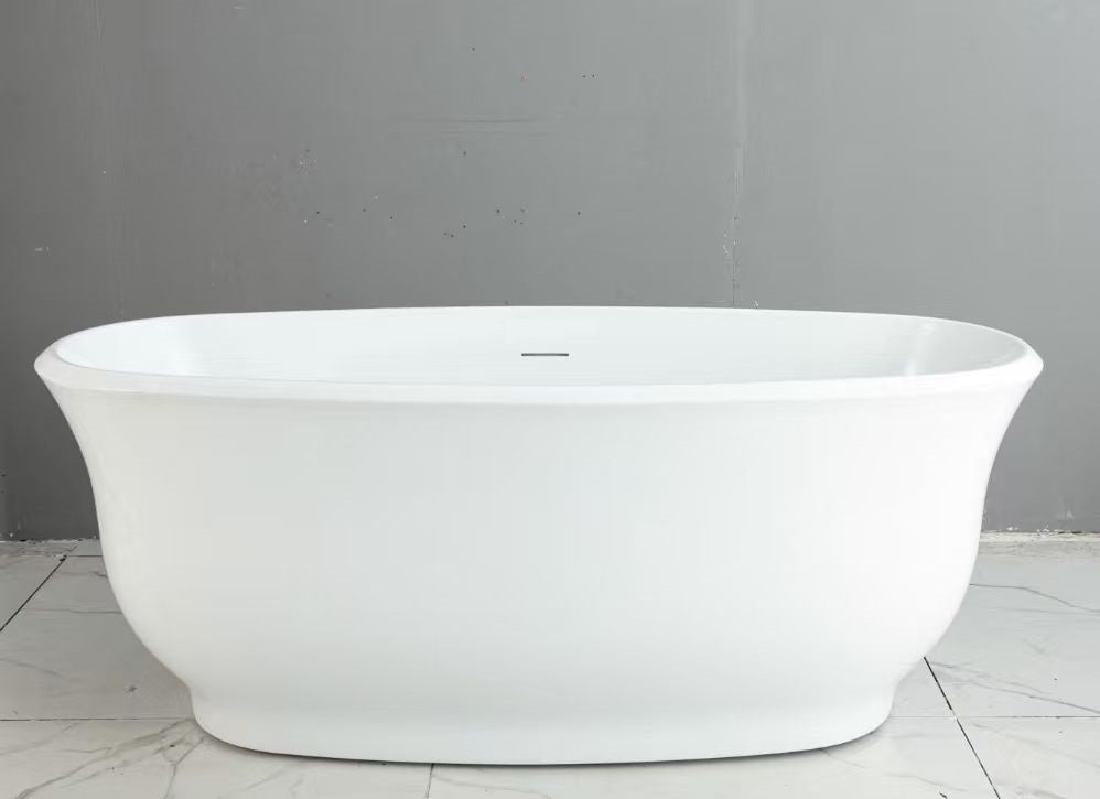 Clara Oval Freestanding Bath with Overflow 1500mm - Gloss White