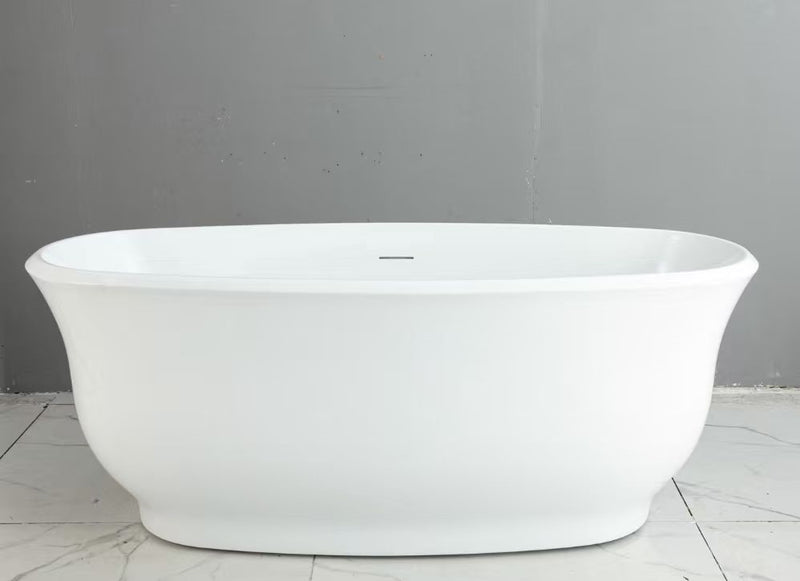 Clara Oval Freestanding Bath with Overflow 1500mm - Gloss White