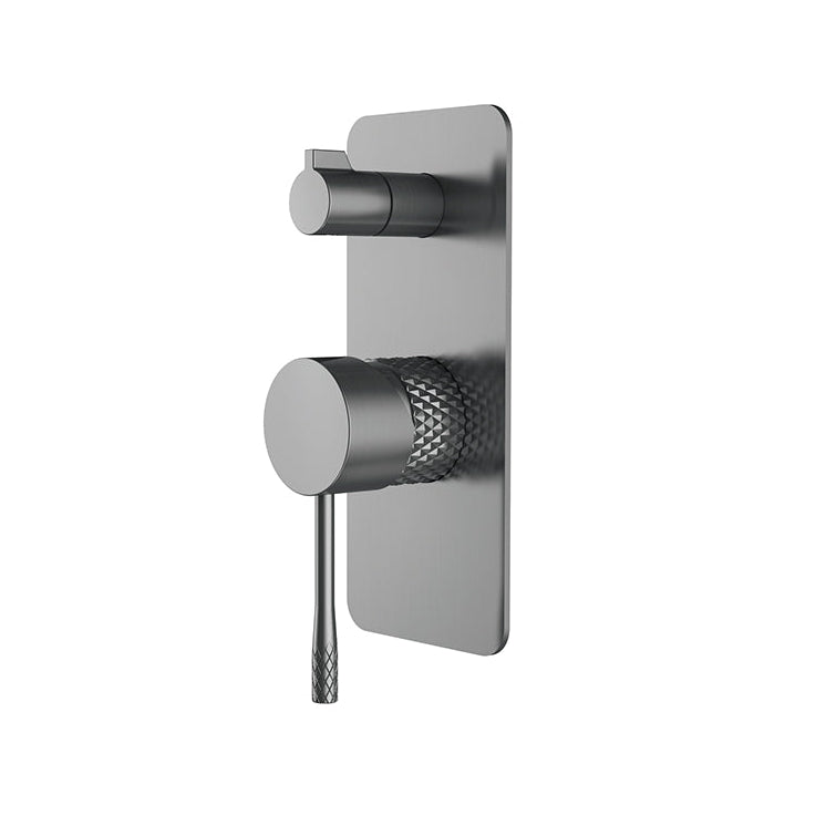 SM41D Cross Hatched Shower / Bath Mixer with Diverter (Square Backplate) - Various Colours