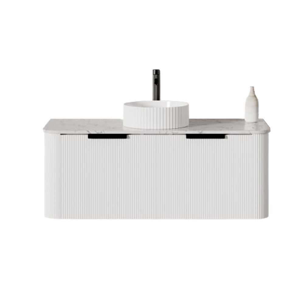 BV28WH Matte White Fluted Curve Wall Hung Vanity - 900 / 1200 / 1500mm