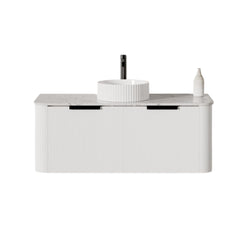 BV28WH Matte White Fluted Curve Wall Hung Vanity - 900 / 1200 / 1500mm