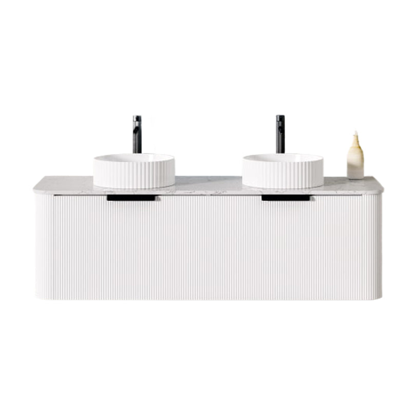 BV28WH Matte White Fluted Curve Wall Hung Vanity - 900 / 1200 / 1500mm
