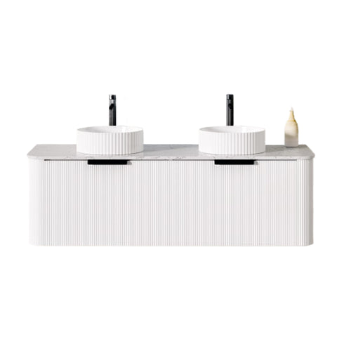 BV28WH Matte White Fluted Curve Wall Hung Vanity - 900 / 1200 / 1500mm