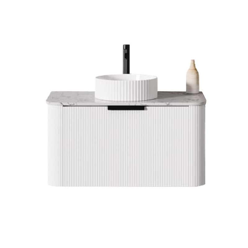 BV28WH Matte White Fluted Curve Wall Hung Vanity - 900 / 1200 / 1500mm