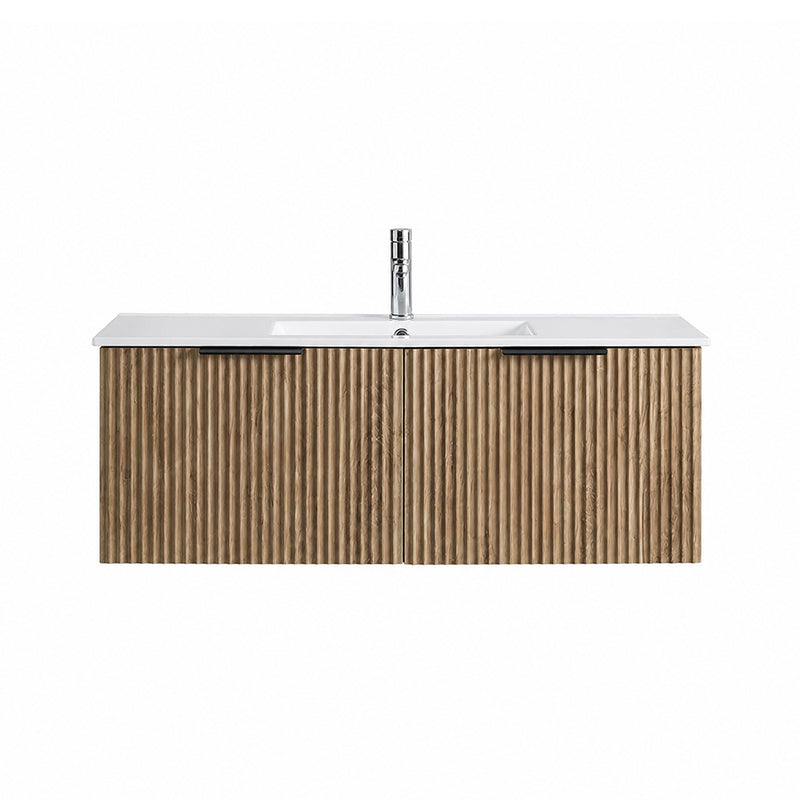BV29WH Fluted Dark Walnut Fingerpull Wall Hung Vanity - 750 / 900 / 1200 / 1500mm