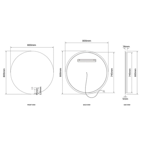 800MM Round  LED Mirror (Back Lit) with Motion Sensor